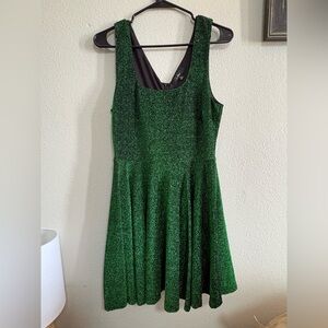 Lulu's Sparkle Green Sleeveless Fit & Flare Dress